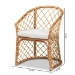 bali & pari Orchard Modern Bohemian White Fabric Upholstered and Natural Brown Rattan Dining Chair - Orchard-Rattan-DC