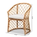 bali & pari Orchard Modern Bohemian White Fabric Upholstered and Natural Brown Rattan Dining Chair - Orchard-Rattan-DC