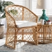 bali & pari Orchard Modern Bohemian White Fabric Upholstered and Natural Brown Rattan Dining Chair - Orchard-Rattan-DC