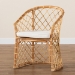 bali & pari Orchard Modern Bohemian White Fabric Upholstered and Natural Brown Rattan Dining Chair - Orchard-Rattan-DC