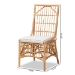 bali & pari Rose Modern Bohemian White Fabric Upholstered and Natural Brown Rattan Dining Chair - Rose-Rattan-DC No Arm