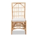 bali & pari Rose Modern Bohemian White Fabric Upholstered and Natural Brown Rattan Dining Chair - Rose-Rattan-DC No Arm