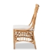 bali & pari Rose Modern Bohemian White Fabric Upholstered and Natural Brown Rattan Dining Chair - Rose-Rattan-DC No Arm