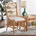 bali & pari Rose Modern Bohemian White Fabric Upholstered and Natural Brown Rattan Dining Chair - Rose-Rattan-DC No Arm