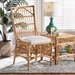 bali & pari Rose Modern Bohemian White Fabric Upholstered and Natural Brown Rattan Dining Chair - Rose-Rattan-DC No Arm