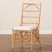 bali & pari Rose Modern Bohemian White Fabric Upholstered and Natural Brown Rattan Dining Chair - Rose-Rattan-DC No Arm