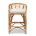 bali & pari Maverick Modern Bohemian White Fabric Upholstered and Natural Brown Rattan Counter Stool - Maverick-Rattan-CS