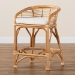 bali & pari Maverick Modern Bohemian White Fabric Upholstered and Natural Brown Rattan Counter Stool - Maverick-Rattan-CS