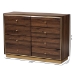 Baxton Studio Cormac Modern and Contemporary Walnut Brown Finished Wood and Gold Metal 8-Drawer Dresser - LV28COD28232-Walnut-8DW-Dresser
