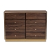Baxton Studio Cormac Modern and Contemporary Walnut Brown Finished Wood and Gold Metal 8-Drawer Dresser - LV28COD28232-Walnut-8DW-Dresser