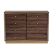 Baxton Studio Cormac Modern and Contemporary Walnut Brown Finished Wood and Gold Metal 8-Drawer Dresser - LV28COD28232-Walnut-8DW-Dresser