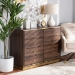 Baxton Studio Cormac Modern and Contemporary Walnut Brown Finished Wood and Gold Metal 8-Drawer Dresser - LV28COD28232-Walnut-8DW-Dresser