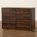 Baxton Studio Cormac Modern and Contemporary Walnut Brown Finished Wood and Gold Metal 8-Drawer Dresser - LV28COD28232-Walnut-8DW-Dresser