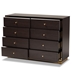 Baxton Studio Cormac Modern and Contemporary Espresso Brown Finished Wood and Gold Metal 8-Drawer Dresser - LV28COD28232-Modi Wenge-8DW-Dresser