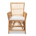 Baxton Studio Rose Modern Bohemian White Fabric Upholstered and Natural Brown Rattan Armchair - Rose-Rattan-Armchair
