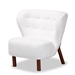 Baxton Studio Cabrera Modern and Contemporary White Boucle Upholstered and Walnut Brown Finished Wood Accent Chair