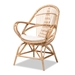 Baxton Studio Jayden Modern Bohemian White Fabric Upholstered and Natural Brown Finished Rattan Accent Chair