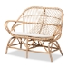 Baxton Studio Jayden Modern Bohemian White Fabric Upholstered and Natural Brown Finished Rattan Loveseat