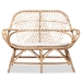 bali & pari Jayden Modern Bohemian White Fabric Upholstered and Natural Brown Finished Rattan Loveseat - Jayden-Rattan-LS