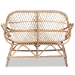 bali & pari Jayden Modern Bohemian White Fabric Upholstered and Natural Brown Finished Rattan Loveseat - Jayden-Rattan-LS