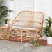 bali & pari Jayden Modern Bohemian White Fabric Upholstered and Natural Brown Finished Rattan Loveseat - Jayden-Rattan-LS