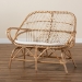 bali & pari Jayden Modern Bohemian White Fabric Upholstered and Natural Brown Finished Rattan Loveseat - Jayden-Rattan-LS