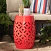 Baxton Studio Hallie Modern and Contemporary Red Finished Metal Outdoor Side Table - H01-101371 Red Metal Side Table