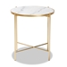 Baxton Studio Maddock Modern and Contemporary Gold Finished Metal End Table with Marble Tabletop - H01-102776 Metal/Marble Side Table