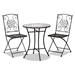 Baxton Studio Callison Modern and Contemporary Black Finished Metal and Multi-Colored Glass 3-Piece Outdoor Dining Set