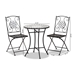 Baxton Studio Callison Modern and Contemporary Black Finished Metal and Multi-Colored Glass 3-Piece Outdoor Dining Set - H01-100347-Mosaic-3PC Set
