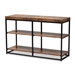 Baxton Studio Bardot Modern Industrial Walnut Brown Finished Wood and Black Metal 3-Tier Console Table
