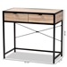 Baxton Studio Grayer Modern Industrial Natural Brown Finished Wood and Black Metal 2-Drawer Desk - NL2020510-Desk