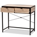 Baxton Studio Grayer Modern Industrial Natural Brown Finished Wood and Black Metal 2-Drawer Desk - NL2020510-Desk