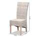 bali & pari Trianna Rustic Transitional Whitewashed Rattan and Natural Brown Finished Wood Dining Chair - Florence Highback-White Washed-DC