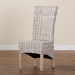 bali & pari Trianna Rustic Transitional Whitewashed Rattan and Natural Brown Finished Wood Dining Chair - Florence Highback-White Washed-DC