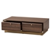 Baxton Studio Cormac Mid-Century Modern Transitional Walnut Brown Finished Wood and Gold Metal 2-Drawer Coffee Table - LV28CFT28140-Walnut-CT
