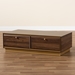 Baxton Studio Cormac Mid-Century Modern Transitional Walnut Brown Finished Wood and Gold Metal 2-Drawer Coffee Table - LV28CFT28140-Walnut-CT