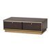 Baxton Studio Cormac Mid-Century Modern Transitional Dark Brown Finished Wood and Gold Metal 2-Drawer Coffee Table