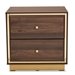 Baxton Studio Cormac Mid-Century Modern Transitional Walnut Brown Finished Wood and Gold Metal 2-Drawer Nightstand - LV28ST28240-Walnut-NS