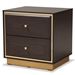 Baxton Studio Cormac Mid-Century Modern Transitional Dark Brown Finished Wood and Gold Metal 2-Drawer Nightstand