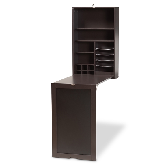 Baxton Studio Millard Modern and Contemporary Dark Brown Finished Wood Wall-Mounted Folding Desk