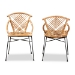 bali & pari Pro Modern Bohemian Natural Brown Rattan and Black Metal 2-Piece Dining Chair Set - Pro-Rattan/Black-DC