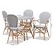 Baxton Studio Naila Classic French Black and White Plastic and Natural Brown Rattan 5-Piece Indoor and Outdoor Bistro Set - Mies-Rattan-5PC Dining Set