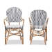 bali & pari Naila Classic French Black and White Weaving and Natural Brown Rattan 2-Piece Indoor and Outdoor Bistro Chair Set - DC613-Rattan-DC Arm