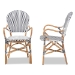 bali & pari Naila Classic French Black and White Weaving and Natural Brown Rattan 2-Piece Indoor and Outdoor Bistro Chair Set - DC613-Rattan-DC Arm