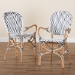 bali & pari Naila Classic French Black and White Weaving and Natural Brown Rattan 2-Piece Indoor and Outdoor Bistro Chair Set - DC613-Rattan-DC Arm