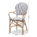 bali & pari Naila Classic French Black and White Weaving and Natural Brown Rattan 2-Piece Indoor and Outdoor Bistro Chair Set - DC613-Rattan-DC Arm