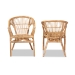 bali & pari Alleta Modern Bohemian Natural Brown Rattan 2-Piece Dining Chair Set - 12719-Rattan-DC