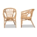 bali & pari Alleta Modern Bohemian Natural Brown Rattan 2-Piece Dining Chair Set - 12719-Rattan-DC