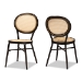 Baxton Studio Thalia Mid-Century Modern Dark Brown Finished Metal and Synthetic Rattan 2-Piece Outdoor Dining Chair Set